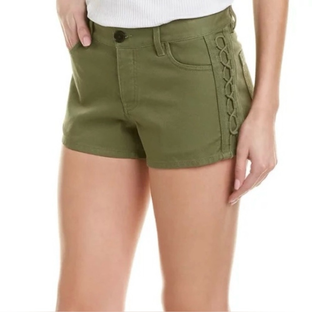 ZADIG & VOLTAIRE Susan Olive Green Mini Jean Shirts Military Lace-Up‎ Braided
